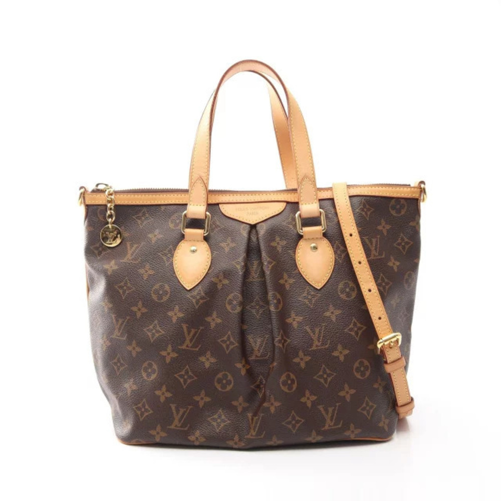 Louis Vuitton Palermo Monogram Handbag Canvas Leather Brown